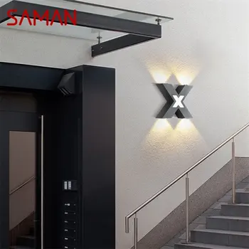 SAMAN Lauko Sienų apšvietimo Šiuolaikinės LED Sconces Lempos Vandeniui IP65 X Atspalvio Dekoratyviniu Namų Veranda, Vila
