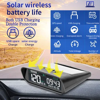 HD X100 Saulės Automobilių HUD GPS Spidometras Head-up Ekranas LCD Ekranas Priekinio stiklo Projektoriaus Aukštis Greičio Signalą Automobilių Elektronika