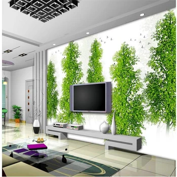 beibehang HD 3d žalia Abstrakčios pavasarį miško paukščių TV foną tapetai gyvenimo kambario, miegamasis freskomis tapetai, sienų ir 3 d