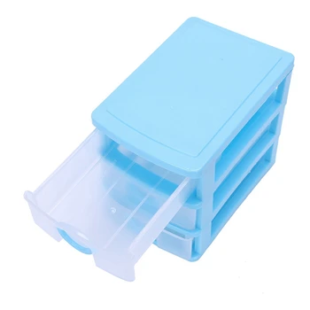 3X Mini Permatomas Stalčių Tipo Plastiko talpinimo(Blue 3 Sluoksniai)