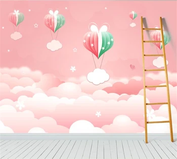 beibehang Pritaikyti naujas mados 3D šiltas rožinis debesis karšto oro baliono serijos princess kambario mergaitės širdį vaikų kambario dekoravimas