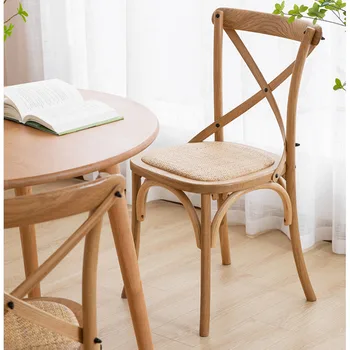 Retro prancūzijos Valgomojo Kėdė Medžio Rotango Pynimo Pagalvėlė Valgomojo Kėdės Gyvenimo Kambario Baldai, Kėdės su Atlošais