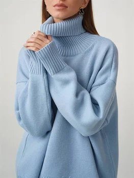 Negabaritinių Moterų Golfo Megztinis, Vintage Megztinis Megztinis Prarasti Ponios Megztinis Megztinis Žiemą Šiltas Megzti Megztiniai Moterims 2023