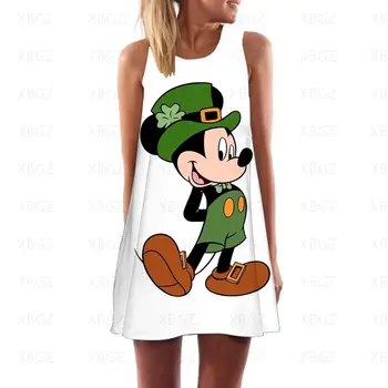 Minnie Mouse Vasaros Suknelės Moteris 2022 Paplūdimio Suknelė Moterų Sundresses Disney Mickey Mados Spausdinti Rankovių Seksualus Boho Animacinių filmų