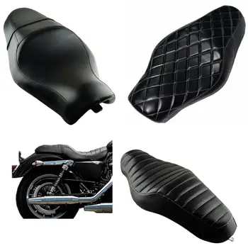 1pcs Motociklo Sėdynės Pagalvėlės Juoda Vairuotojo+Galinis Keleivio Sėdynės Harley Sportster 883 Geležies XL1200 Juoda Naujas
