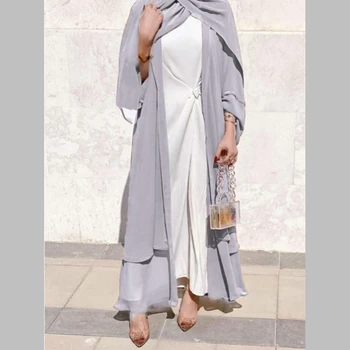 Kietojo Atidaryti Abaja Kimono Dubajus Turkija Kaftan Musulmonų Cardigan Abayas Suknelės Moterims Atsitiktinis Skraiste Femme Caftan Islamas Drabužiai