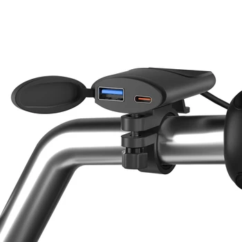 12V-24V Motociklo USB Įkroviklis-Ultra plonas Automatinis Jungiklis Tpye-C+QC3.0 Greitas Įkroviklis Kelių Apsaugos Funkcijas, Elektros Lizdas