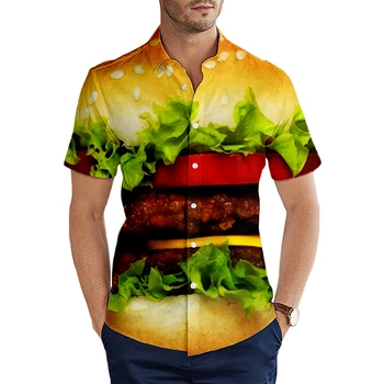 2021 Vasaros Harajuku Trumpas rankovės Marškinėliai Mėsainiai/Pica/Alaus 3D Atspausdintas Havajų Shirt Mens Harajuku Atsitiktinis Marškinėliai Lašas Laivybos