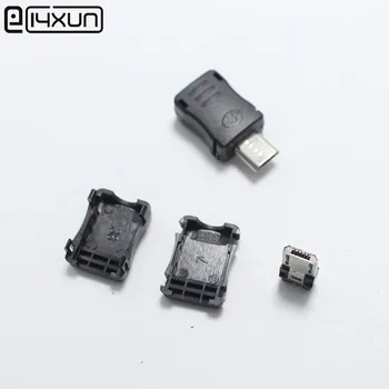10sets Micro USB 5 Pin T Port Male Plug Jungtis, Juodas Plastikinis Dangtis Rūšių 