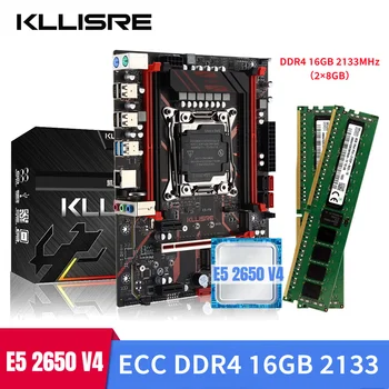 Kllisre rinkinys xeon x99 plokštė combo LGA 2011-3 E5 2650 V4 CPU 2vnt X 8GB =16GB 2133MHz DDR4 ECC atminties