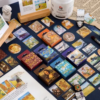 45Pcs/Box Pasaulyje Žinomų Tapybos Serijos Lipdukas Van Gogh, Monet Naftos Paveikslai 