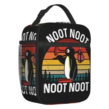 Juokinga Meme Pingu Noot Noot Nešiojamų Pietūs Dėžės Moterų Sandarus Animacinių Filmų Pingvinas Šilumos Aušintuvas Maisto Izoliuoti Pietūs Maišą Biuras