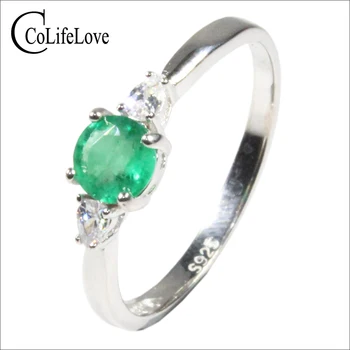 CoLife Papuošalai 100% Realių Smaragdas Žiedas Dalyvavimo 5mm SI Klasės Smaragdas Sidabro Žiedas 925 Sidabro Zambija Smaragdas Papuošalai