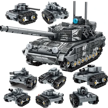 WW2 Karinis Modelis 8-in-1 leopard 2A7 Pagrindinis Tankas Kolekcijos Papuošalai nelyginant Žaislai, Kalėdų Dovanos