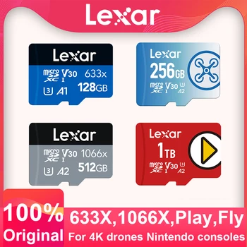 Lexar 633X 1066X Skristi Žaisti Mikro SD Kortelės Atminties Kortelės UHS-I A1 V30 U3 4K A2 TF Korteles DJI tranai Nintendo Jungiklis Žaidimų Konsolės