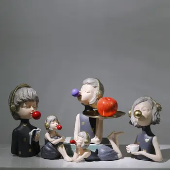 Šiaurės ins muzikos burbulas mergina statulėlės, papuošalai kambarį kavos staliukas vaisių saugojimo dėklas kūrybos namų dekoro priedai