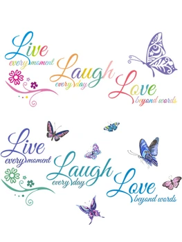 Spalvinga Live Laugh Love Drugelis Siena Lipdukas Gyvenimo Kambario, Miegamasis Fone, Dekoras, Tapetai Namų Puošybai Pagražinti Lipdukai