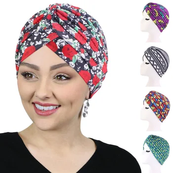 Moteris Musulmonų Bohemiškas Stilius Hijab Bžūp Satino Linned Spausdinti Twist Turbaną Chemo Dangtelis Variklio Dangčio, Galva Wrap Skarelės Lady Plaukų Kepuraitės Kepuraitė