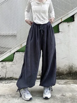 2023 Rudens Derliaus Pločio Kojų Laisvas Kelnes Y2k Streetwear Atsitiktinis Velvetas Kelnės Moterims korėjos Mados Kulkšnies ilgis Jogger Mujer