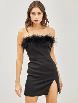 Ailigou Moterų Featherless Stebėjimo Rankovių Seksualus Prigludusi Mini Suknelė Elegantiškas Įžymybė Šalis Suknelė 2023 Vasaros Mados Nauja