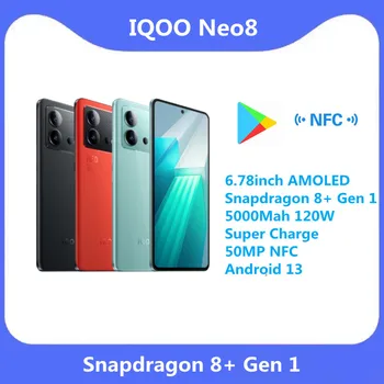 Originalus VIVO IQOO Neo 8 5G Mobilųjį Telefoną 6.78 colių AMOLED Snapdragon 8+ Gen 1 5000Mah 120W Super Charge 50MP NFC 