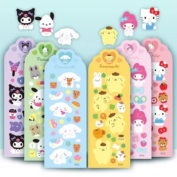 6Sheets Mielas Pompom Purin Hello Kitty Kuromi Lipdukai Sanrio Animacinių filmų Lipdukai Vandeniui Kawaii Anime Vaikams Dekoro Lipduko Žaislai