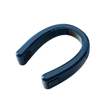 Nešiojamų Kaklo Ventiliatorius USB Įkrovimo Bladeless Ventiliatorius 4000MAh Šaldymo Puslaidininkių Ventiliatorius Silent Vasarą-Mėlyna