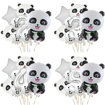 9pc/set Animacinių filmų Gyvūnų Folija Skaičius Balionas Nustatyti Star Panda Vaikų Gimtadienio Apdailos Baby Shower Gyvūnų Ballon
