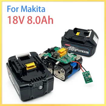 Originalą Makita 18V 8.0 Ah/8000mAh Ličio Jonų Baterijos Pakeitimo LXT BL1860B BL1860 BL1850 Įkraunamas elektrinis Įrankis, Akumuliatorius