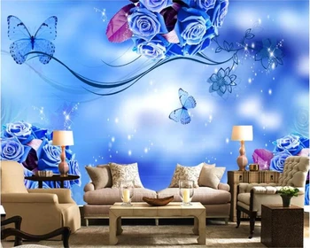 beibehang papel de parede Užsakymą didelis šilko audinio tapetai Mėlyna enchantress sofa fono sienos tapetai, sienų ir 3 d