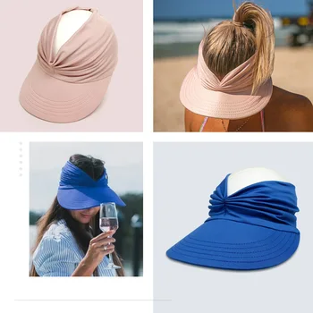 Vasaros Paplūdimio Kepurės Moterims, Anti-UV plaukai surišti į uodegą Saulės, Skrybėlės Ponios Mados Tuščiaviduriai Saulės Skrybėlę Paprasta Plauti Elastinga Bžūp Lanksčios Merginos