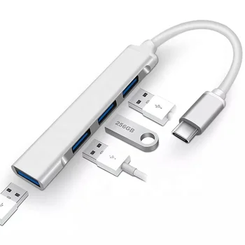 4 in 1 Aliuminio Lydinio USB Hub USB 3.0 Mini Tipas-c USB C HUB Extender Adapteris Docking Station Kompiuterių Priedai