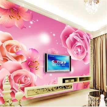 beibehang 3d custom foto tapetai, sienų tapybą sienų lipdukai Rožė, Lelija TV papel de parede gėlių tapetų sienų ir 3 d tapety