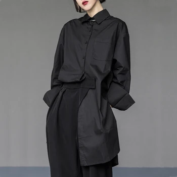 Moterų Marškinėliai Gotikos Y2k Prarasti Atsitiktinis Negabaritinių Neutralus Nereguliarus Dizaineris Marškinėliai Juodos Spalvos Elegantiškas Vasaros Palaidinė Japonijos Mados