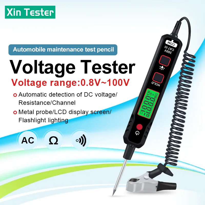 Xin Testeris 100V Pen Tipo Automobilių Įtampos Detektorius Smart Ne-Kreipkitės Reguliuojamos DC Įtampos Apšvietimas Testeris XT86A . ' - ' . 0