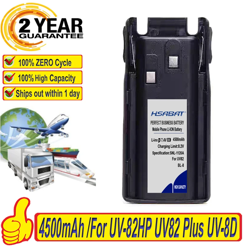Top Brand 100% Naujas 4500mAh BL-8 Baterija Baofeng uv-82 UV-82HP UV82 Plius UV-8D UV-82WX UV-89 UV 82 Walkie Talkie Baterijos . ' - ' . 0
