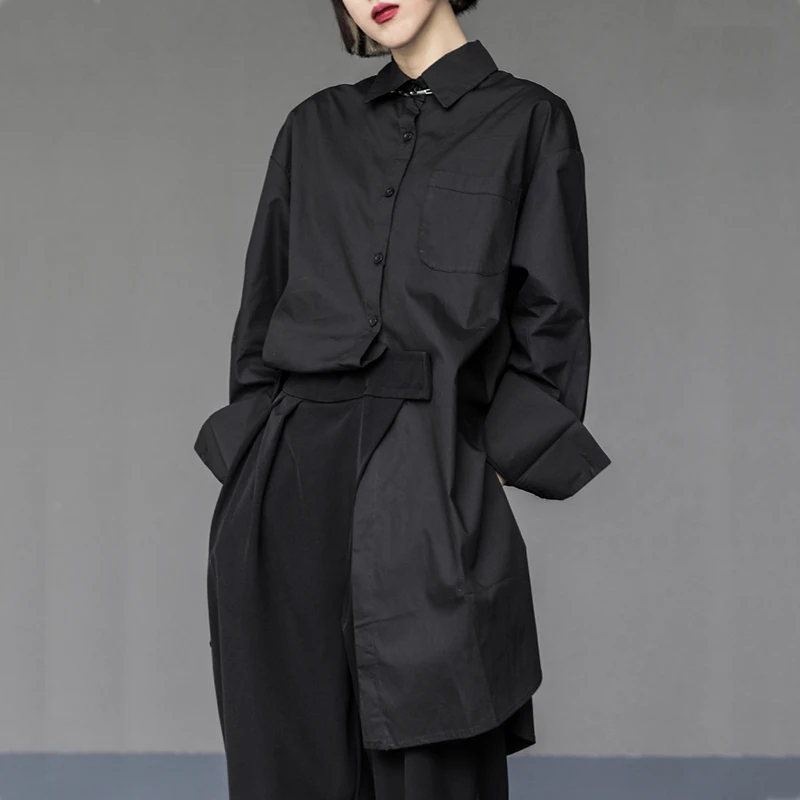 Moterų Marškinėliai Gotikos Y2k Prarasti Atsitiktinis Negabaritinių Neutralus Nereguliarus Dizaineris Marškinėliai Juodos Spalvos Elegantiškas Vasaros Palaidinė Japonijos Mados . ' - ' . 0