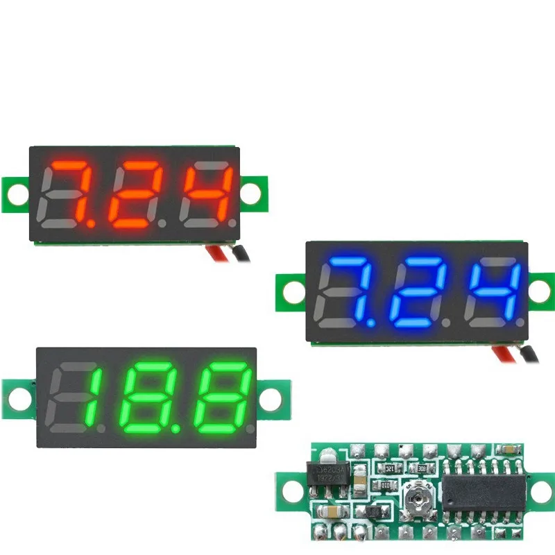 0.28/0.36/0.56 Colių DC LED Digital Voltmeter 0-100V Įtampos Matuoklis, Auto Automobilis Mobiliojo Maitinimo Įtampos Testeris Detektorius 12V . ' - ' . 1