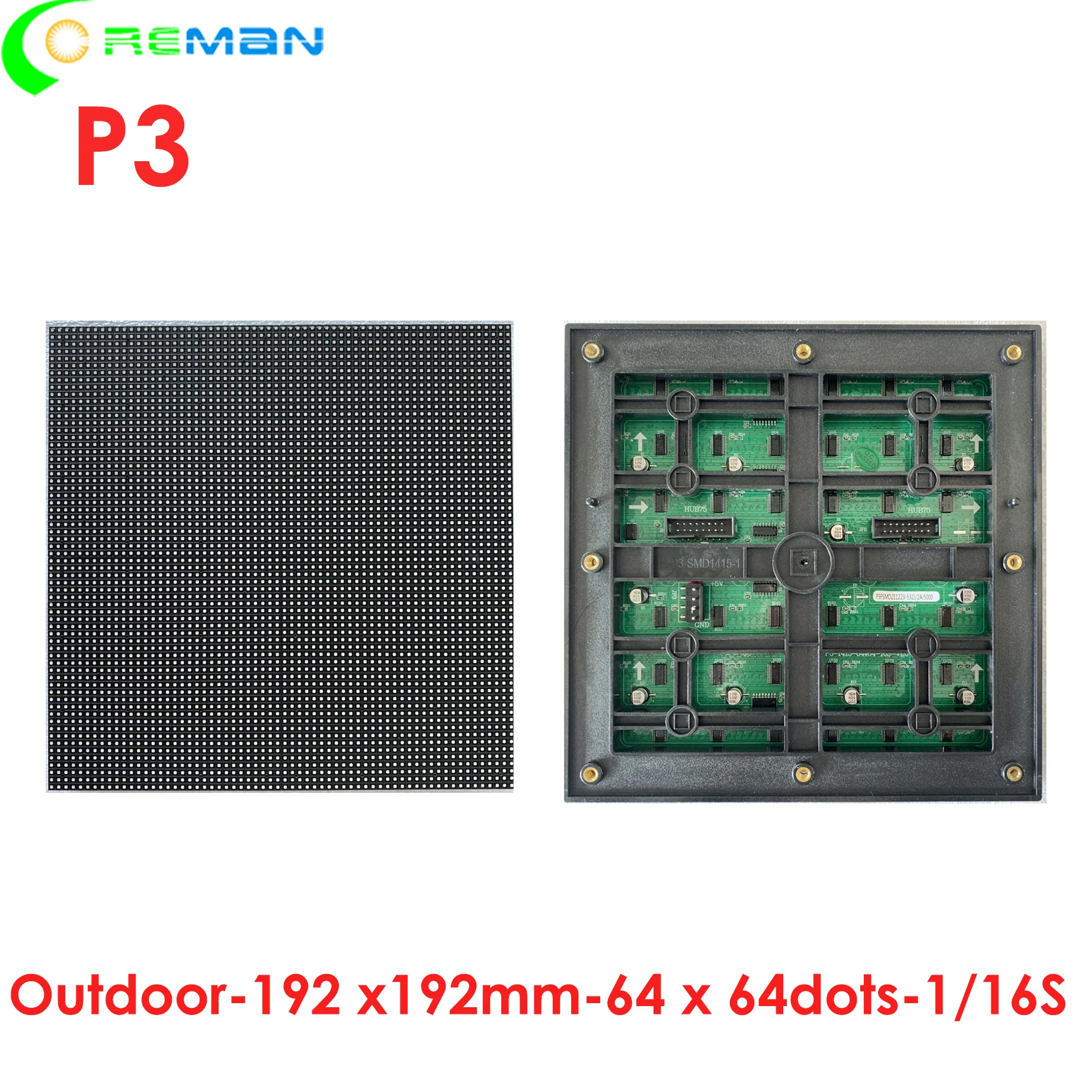 Pigiai RGB led matricos p3 lauko led modulis SMD1415 192mm x 192mm 64x64 1/16S hub75 . ' - ' . 1