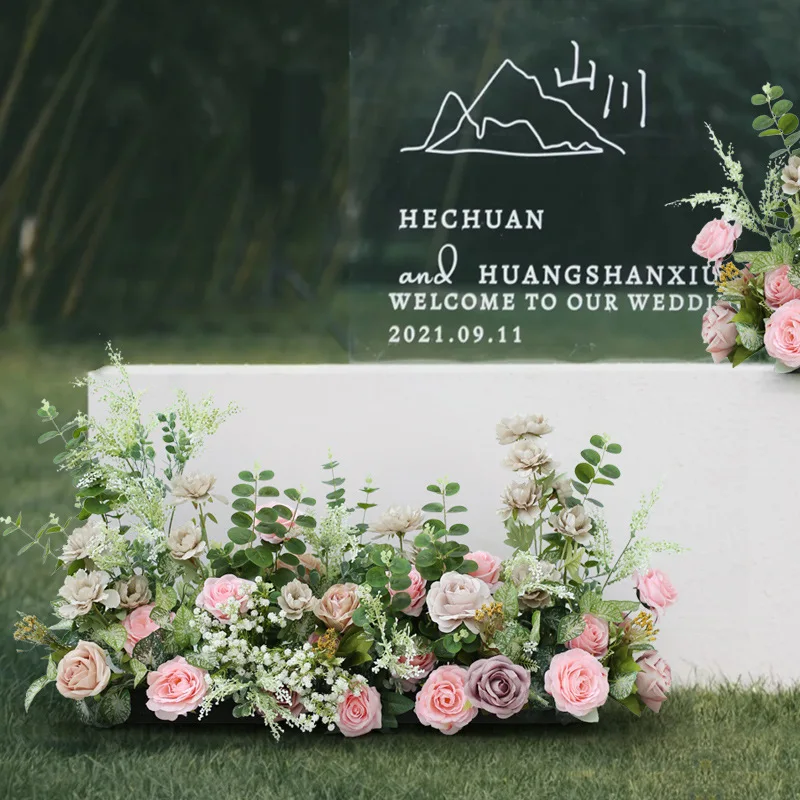 100CM PASIDARYK pats Vestuvių Rožinė Sen serijos Šilko Rožė Dirbtinių Gėlių Eilės Santuokos Fone Etape Apdailos Kelio gėlių išdėstymas . ' - ' . 1