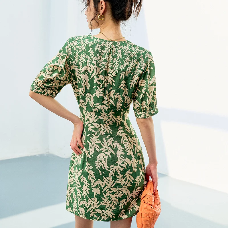 metodas vieną nišą~Chunyuan! Unikalus ir nuostabiu minimalistinio V-kaklo high waisted-line sijonas trumpas spausdinti suknelė . ' - ' . 2