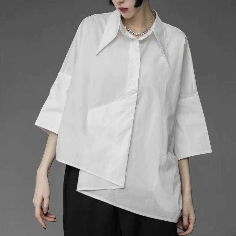 Moterų Marškinėliai Gotikos Y2k Prarasti Atsitiktinis Negabaritinių Neutralus Nereguliarus Dizaineris Marškinėliai Juodos Spalvos Elegantiškas Vasaros Palaidinė Japonijos Mados . ' - ' . 2