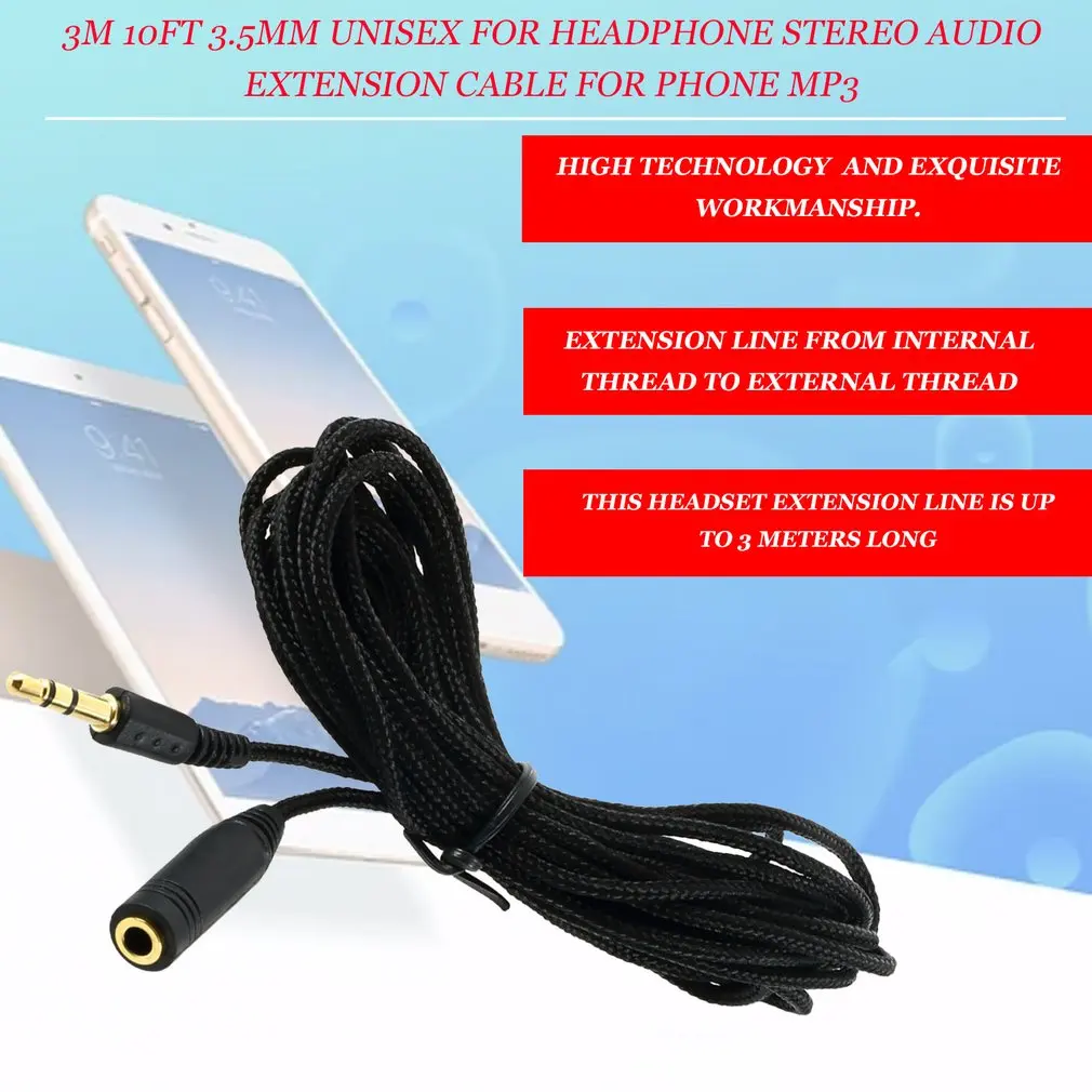 3M 10ft 3.5 mm Ausinių Pratęsimo CableUnisex Ausinių Stereofoninio Garso Išplėtimas, Kabelis Laido Adapteris, Telefono, MP3 . ' - ' . 3